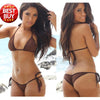 Image of Solid Brown Modern Fit Strappy Butt Bottom Scrunch Bikini Set