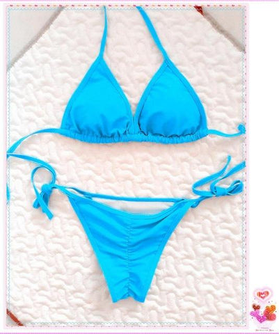 Solid Brown Modern Fit Strappy Butt Bottom Scrunch Bikini Set