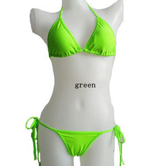 Solid Brown Modern Fit Strappy Butt Bottom Scrunch Bikini Set