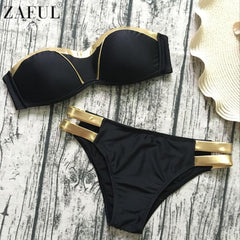 Sexy Padded Gold Stamping Bikini Set