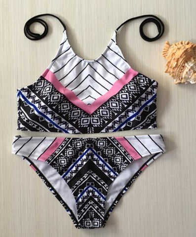 High Neck Hollow Out Bathing Suit