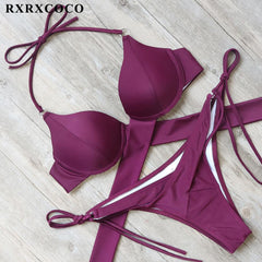 Solid Bathing Suit Low Waist Suit