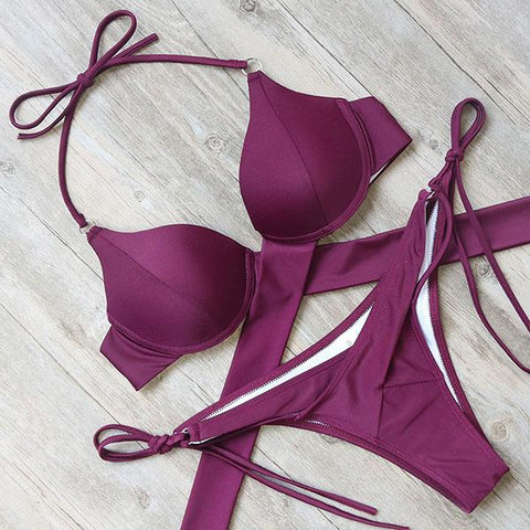 Solid Bathing Suit Low Waist Suit