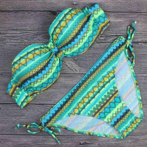 Tribal Floral Diamonds Stripe Bathing Suit