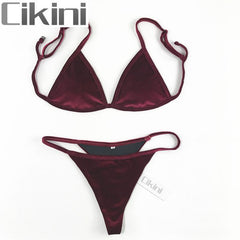 Velvet Halter Thong Beach Swimwear