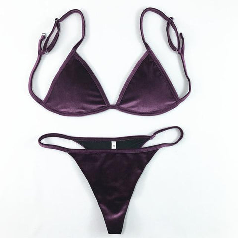 Velvet Halter Thong Beach Swimwear