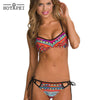 Image of Retro Ethnic Printed Strappy Bikini Set