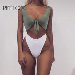 Two-Pieces Swimwear Solid Sleeveless Hollow Out Bathing Suit