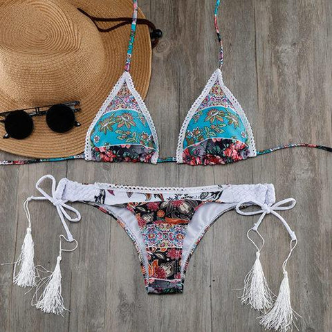Chest Bandage Gold Buckle Bikini Set