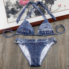 Image of Chest Bandage Gold Buckle Bikini Set