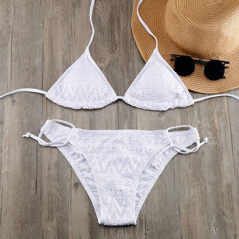 Chest Bandage Gold Buckle Bikini Set