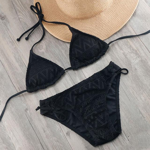 Chest Bandage Gold Buckle Bikini Set