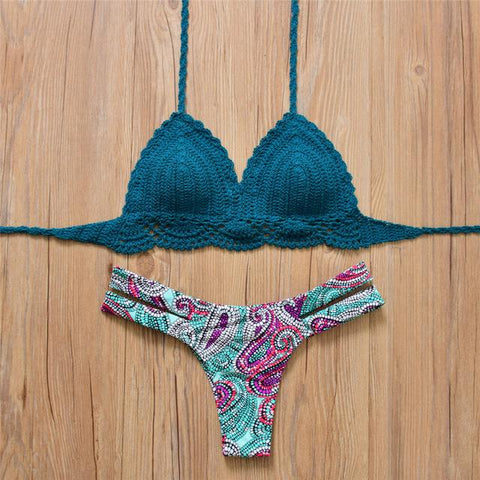 New Vintage Crochet Handmade Knitted Bathing Suit