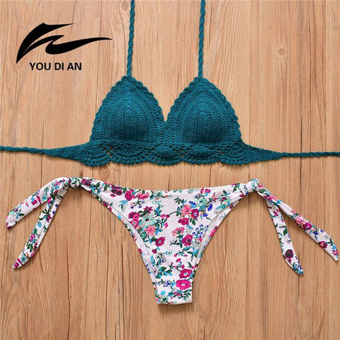 New Vintage Crochet Handmade Knitted Bathing Suit