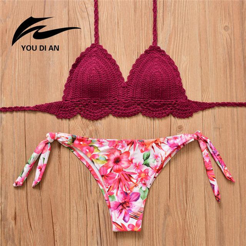 New Vintage Crochet Handmade Knitted Bathing Suit