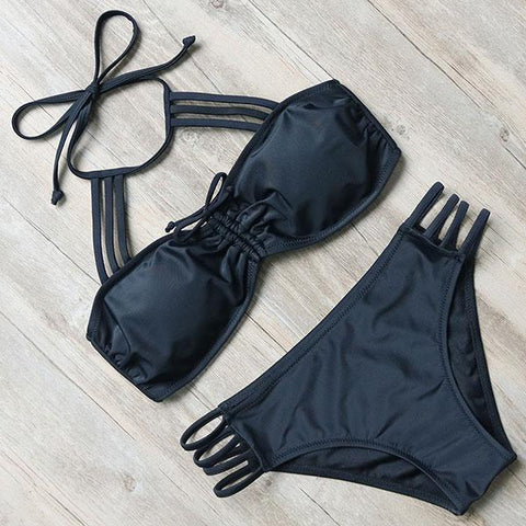 Solid Red Bikini Set