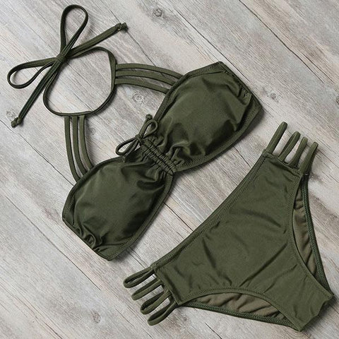 Solid Red Bikini Set