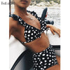 Image of Push Up Ruffle Polka Dot Bikini Set