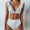 Image of Push Up Ruffle Polka Dot Bikini Set