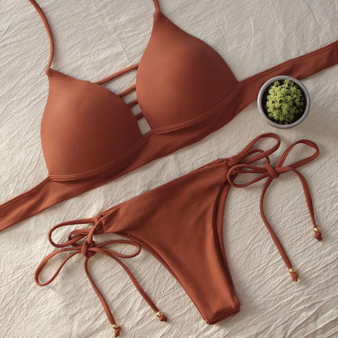 Sexy Lace Up Multi Strings Brazilian Bathing Suits