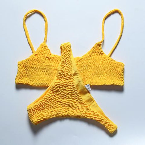 2018 Hot Pleated Triangle Girls Bikini Set