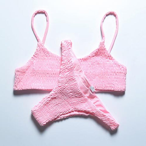 2018 Hot Pleated Triangle Girls Bikini Set