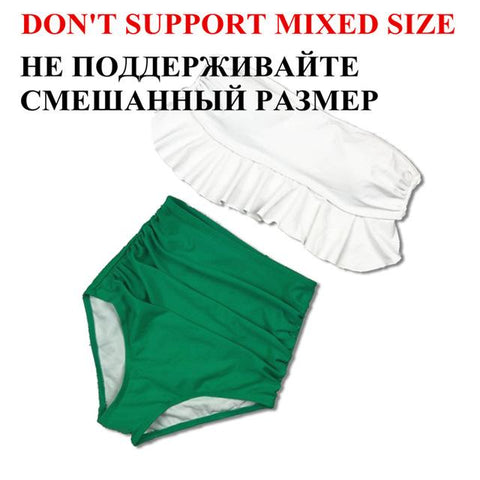 2018 High Waist Swimwear Bikini Vintage Retro Push Up Green ruffle