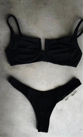 One-Word Neck Brazilian Bikini Set