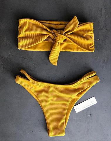 One-Word Neck Brazilian Bikini Set