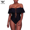 Image of One Pieces Hollow Swimwear Ruffle Backless  Suit