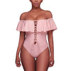 Image of One Pieces Hollow Swimwear Ruffle Backless  Suit