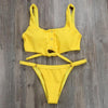 Image of New Solid Button Chest Knot  Red Black Brazilian Bikini Set