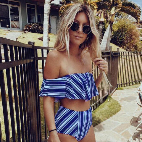 High Waist Swimsuit Ruffle