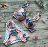 Image of Geometry Printed  Pink High Neck Bikinis Set
