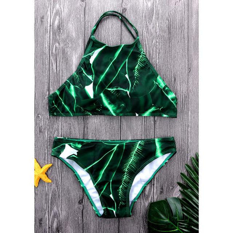 String Reversible  Halter High Neck Bikini Set