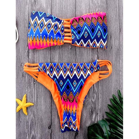 String Reversible  Halter High Neck Bikini Set