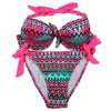 Image of Print Floral  Brazilian Push Up Halter Bikini Set