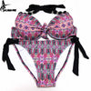 Image of Print Floral  Brazilian Push Up Halter Bikini Set