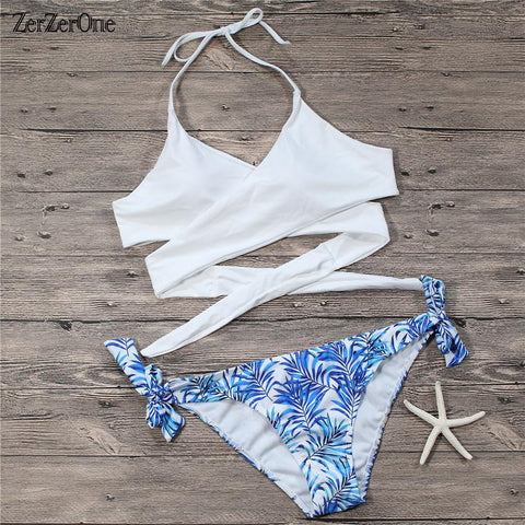 Floral Cross Style Bikini Set