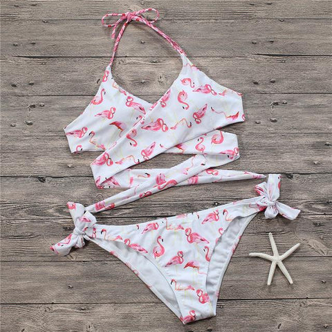 Floral Cross Style Bikini Set