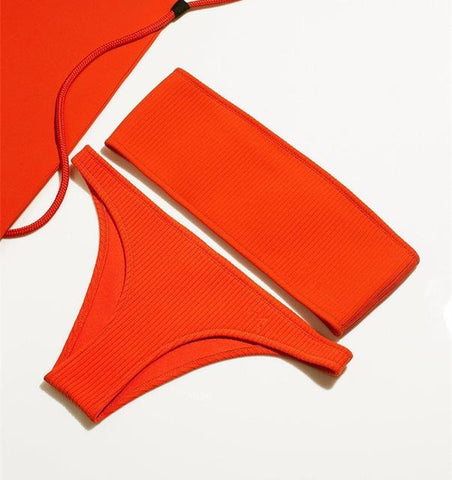 One-Word Neck Brazilian Bikini Set