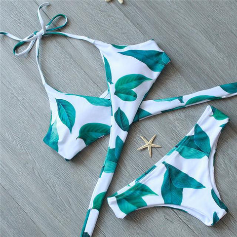 Cross Push Up Swimwear Women Floral Brazilian Bikinis Set