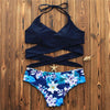Image of Cross Push Up Swimwear Women Floral Brazilian Bikinis Set