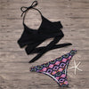 Image of Cross Push Up Swimwear Women Floral Brazilian Bikinis Set