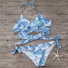 Image of Cross Push Up Swimwear Women Floral Brazilian Bikinis Set