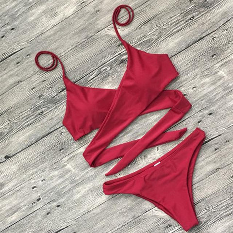 Cross Push Up Swimwear Women Floral Brazilian Bikinis Set