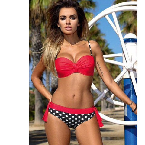 Low Waisted Halter Top Push Up Bikini Set