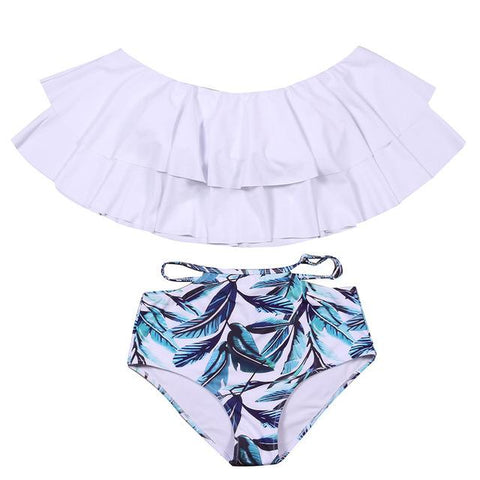 High Waist New Ruffle Vintage Bikinis Set
