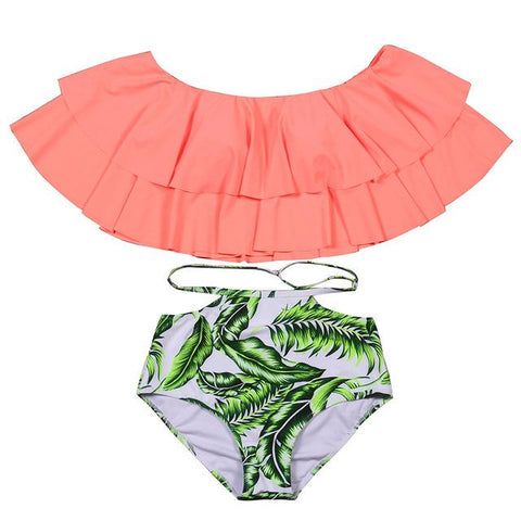 High Waist New Ruffle Vintage Bikinis Set