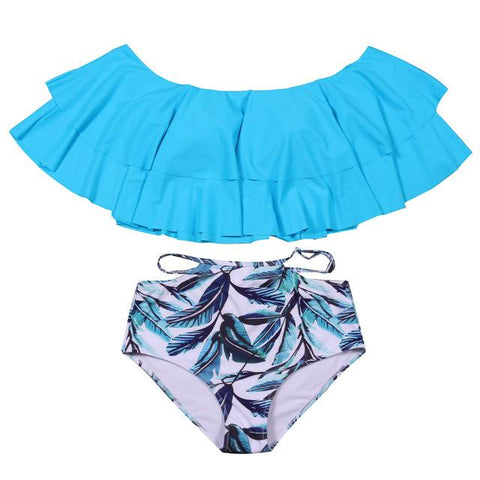 High Waist New Ruffle Vintage Bikinis Set